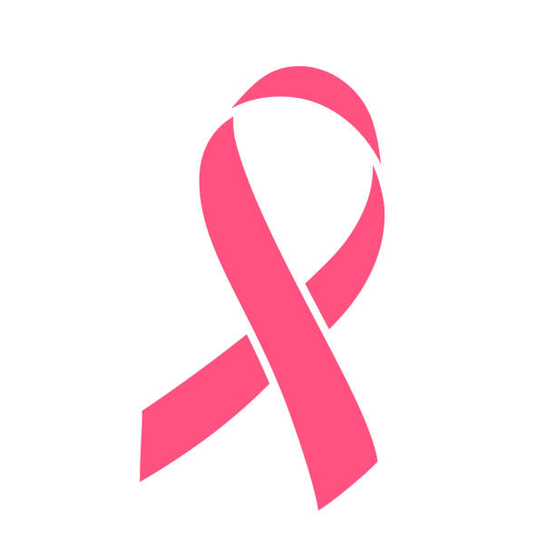 Pink ribbon isolated over white background. Symbol of breast cancer awareness month in october. Template for poster. Vector illustration.